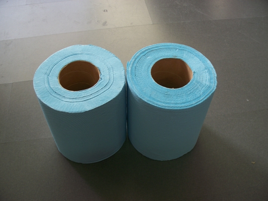 China Blue Central Feed disposable bathroom hand towels of Recycle Pulp40gsm 1 Ply supplier