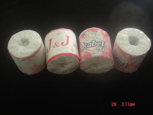 China Unscented Sanitary Tissue Paper Roll , 14gsm Custom Embossing White Toilet Paper supplier